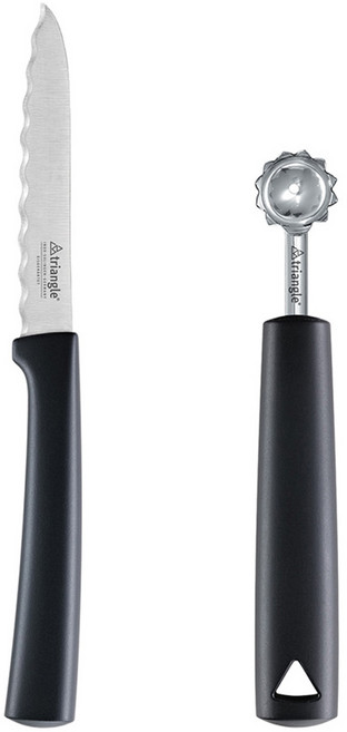 트라이앵글 토마토 나이프 + 데스토커 세트, 실버 + 블랙, 1세트