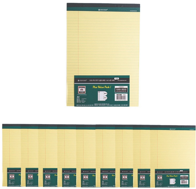 OXFORD 플러스패드 A4, 노랑, 10개, 50매