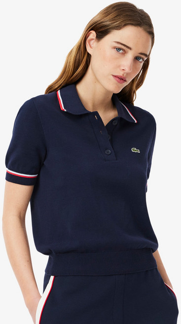 라코스테 여성용 컬러티핑 폴로 스웨터 AF9283-55G