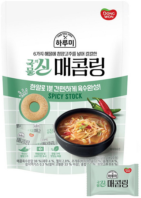 동원 하루미 국물의신 매콤링, 1개, 80g