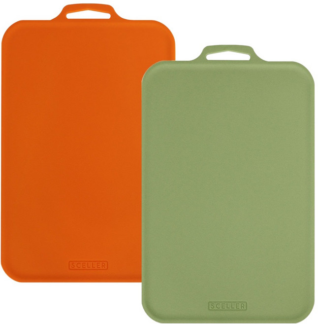 SCELLER 실리 쁘띠 국내제작 향균 칼집 잘 안 나는도마, 피버오렌지, 올리브그린, 1세트