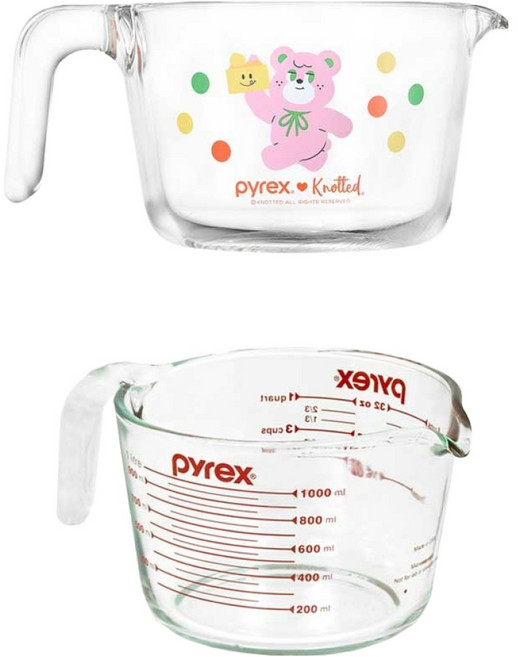 파이렉스 노티드 계량컵 1L + 오리지널 1L 세트, 투명, 1세트