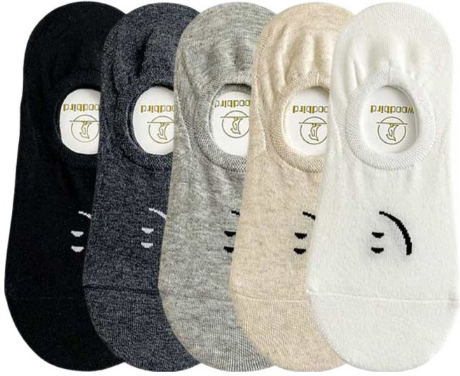 워더미 여성용 키치 스마일 페이크삭스 덧신 5켤레 세트 M1042