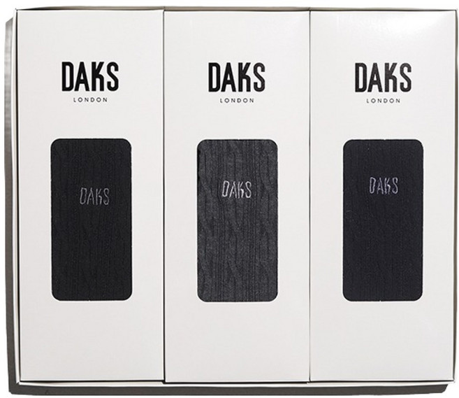 닥스 남성용 신사 프리미엄 장목 꽈배기 자수 3족 양말 선물세트 + 쇼핑백