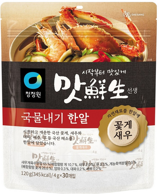 맛선생 꽃게새우 국물내기 한알 30p, 120g, 1개
