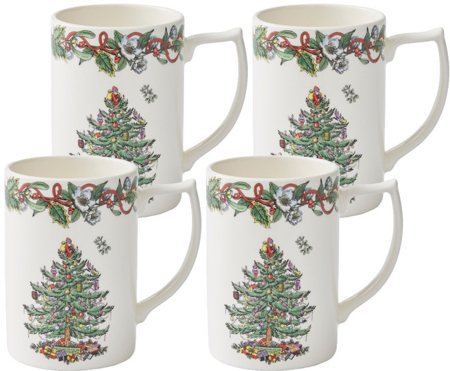 스포드 포트메리온 크리스마스트리 리스 머그 340ml, 혼합색상, 4개