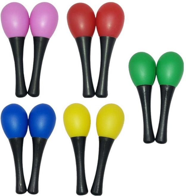 퍼줌 마라카스 악기 완구 파랑 2p + 분홍 2p + 초록 2p + 노랑 2p + 빨강 2p 세트, 1세트