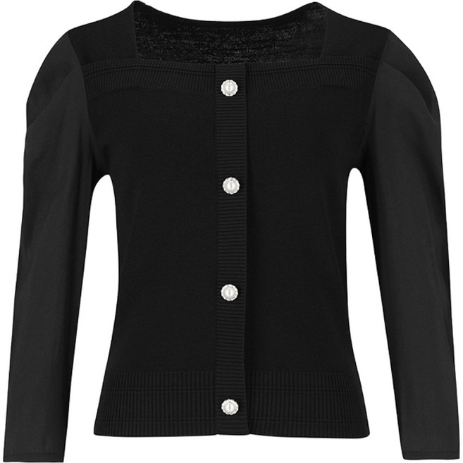 숲 여성용 우븐 퍼프 슬리브 슬림 니트 SA3LK81