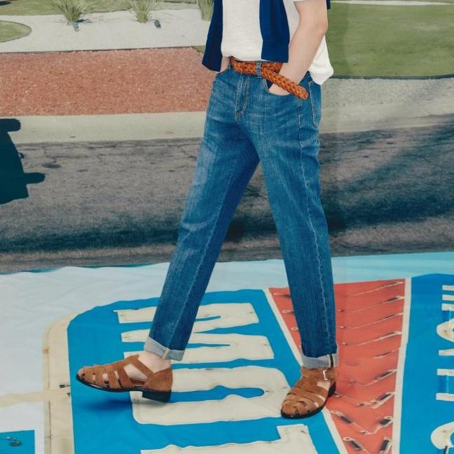 트레몰로 남성용 스티치 스트레치 청바지 DL5M322154