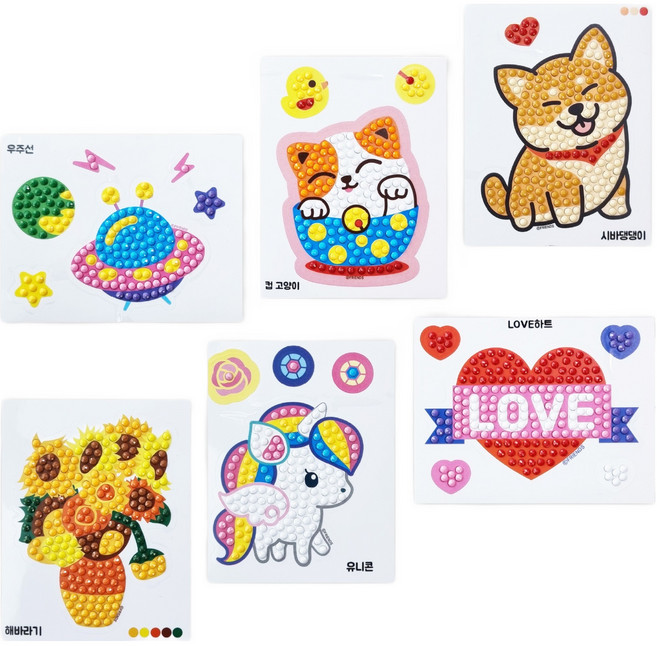 티엘에스 쉽고 재미있는 보석 쥬얼리 십자수 만들기 6종 세트, 1세트