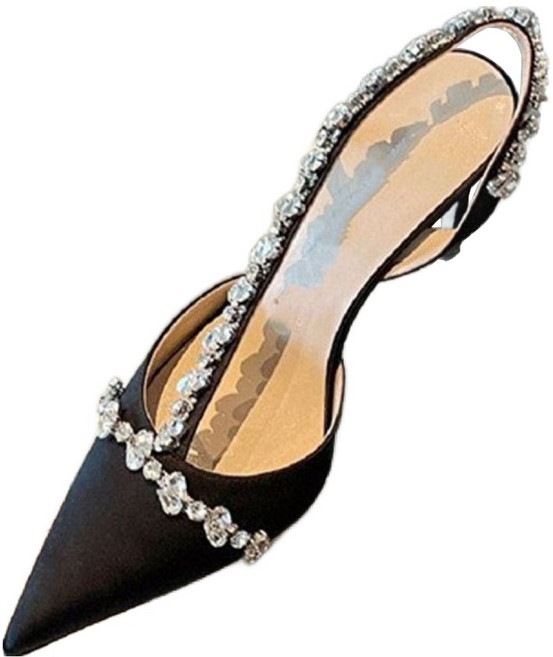 페이퍼먼츠 주얼리 큐빅라인 스틸레토 슬링백 샌들 7.5cm 10124