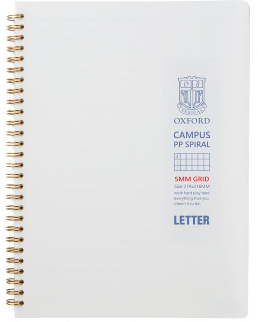 OXFORD 밀크 PP 방안 좌철 스프링노트 Letter 80p, 1개
