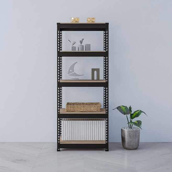 스피드랙 국내 제조 무볼트 조립식 철제 앵글 선반, 블랙, 5단