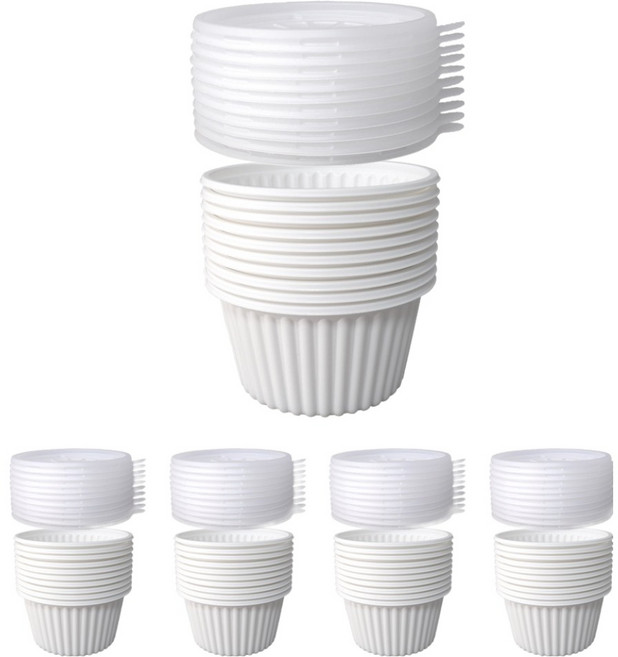 블룸엣홈 105파이 PP 밥용기 국물용기 반찬용기 화이트 중 50p + 뚜껑 50p 세트, 100개입, 1세트