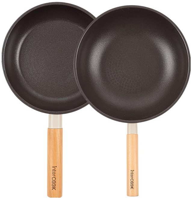 인터쿡 인덕션 포레스트 후라이팬 세트 2개, 베이지, 1세트, 후라이팬 20cm + 궁중팬 28cm