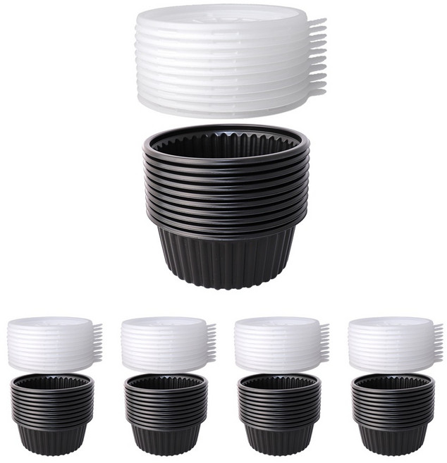 블룸엣홈 105파이 PP 밥용기 국물용기 반찬용기 블랙 소 50p + 뚜껑 50p 세트, 100개입, 1세트