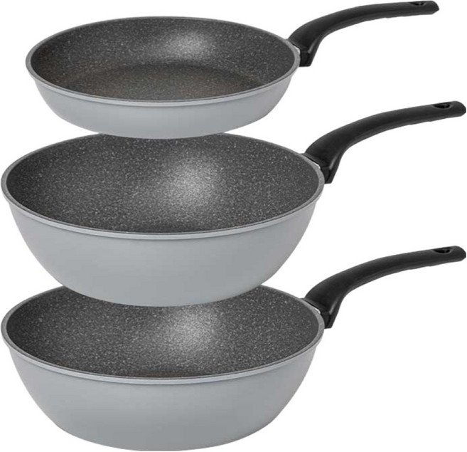 퀸센스 프라이팬 세트 3개, 그레이, 프라이팬 24cm(1P) + 궁중팬 28cm(2P), 1세트