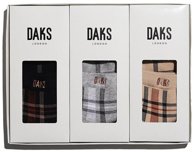 닥스 여성용 프리미엄 단목 체크 양말 선물세트 3켤레 세트 + 쇼핑백