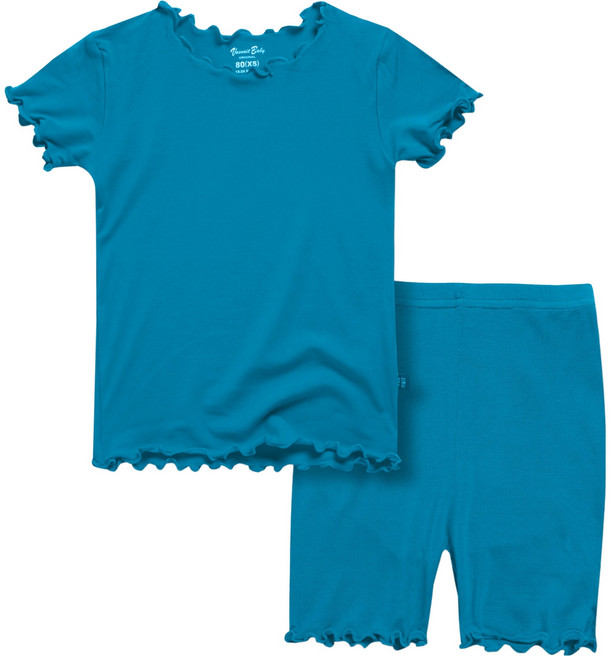 배냇베이비 여아용 비스코스 반팔 실내복 셔링 상하의 세트