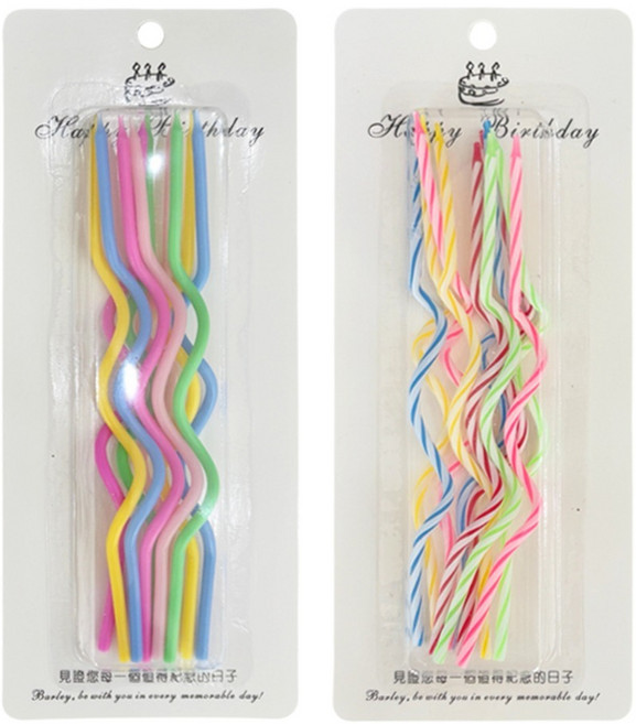 미미파티 생일 축하 꼬불 꽈배기 트위스트 초 10p, 꼬불파스텔, 꼬불스트라이프, 2개