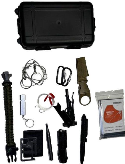 재난대비 안전 비상생존가방 필수패키지, 블랙, 1세트