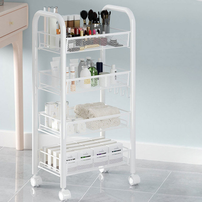 원티크 다용도 정리 수납 이동식 트레이, 화이트, 4단
