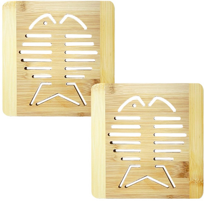 대나무 냄비받침대, 붕어모양, 2개