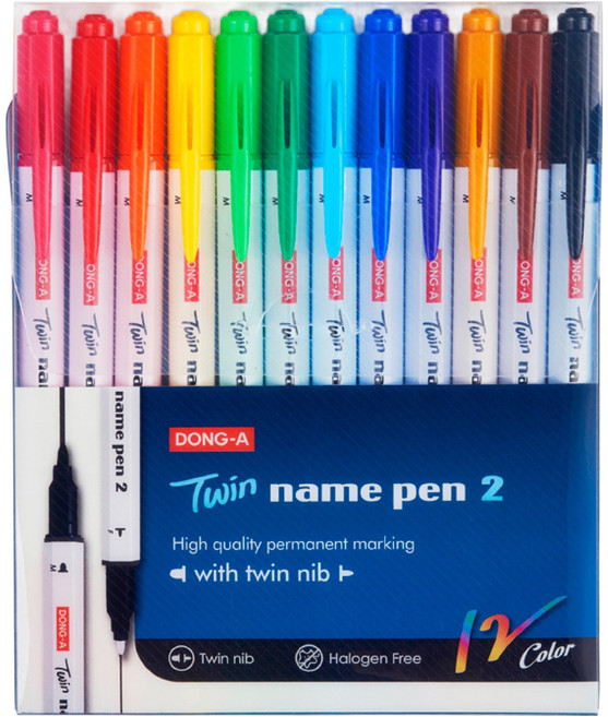 동아 트윈 네임펜 세트, 12색, 1세트