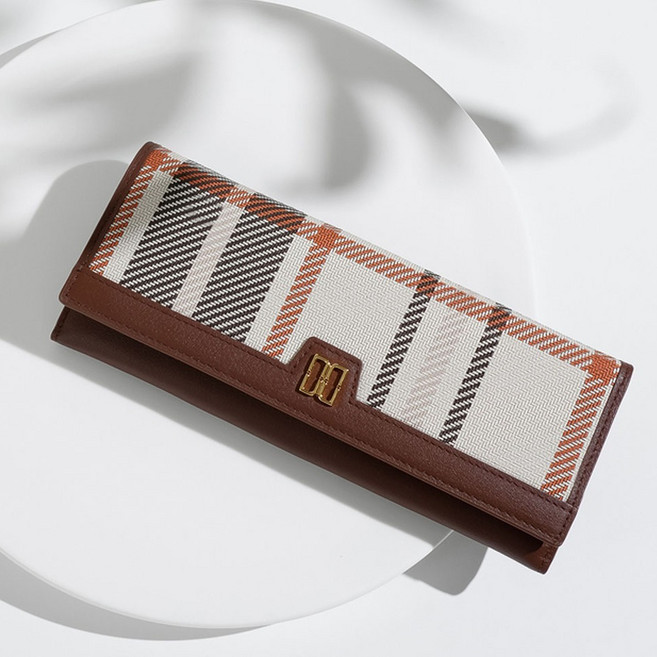 닥스 남녀공용 타탄 체크배색 가죽 장지갑 DCWA5E205