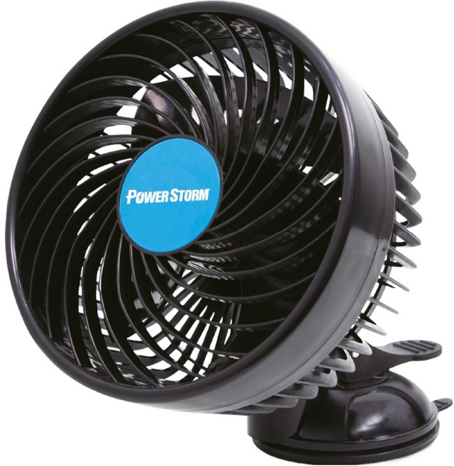 파워스톰 17cm 대형 날개 흡착형 차량용 서큘레이터 12V, 뉴허리케인 흡착형 카팬/12V, 블루