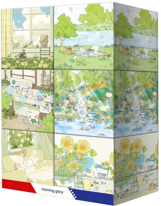 모닝글로리 아트 프리미엄 천연펄프 미니 미용티슈 2겹, 230매, 6개