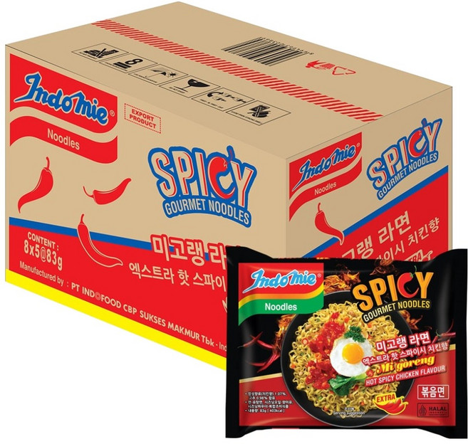 인도미 미고랭 라면 엑스트라 핫 스파이시 치킨향 83g, 40개