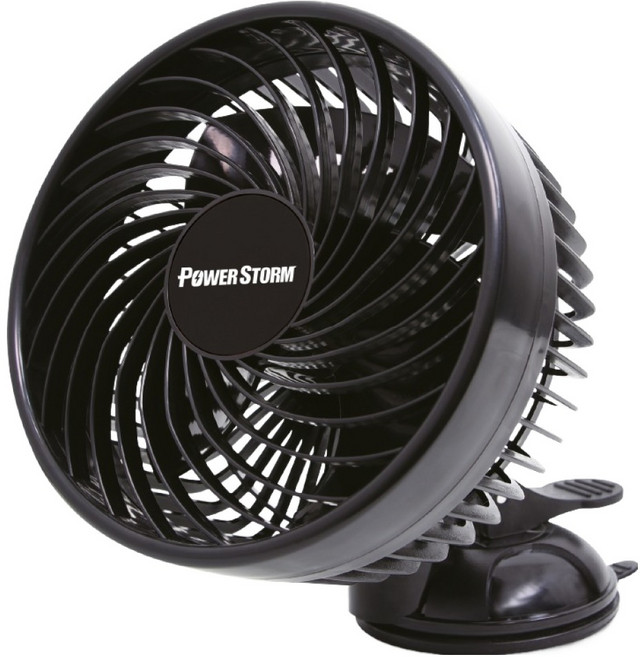 파워스톰 17cm 대형 날개 흡착형 차량용 서큘레이터 24V, 60025622, 블랙