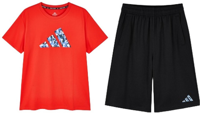 adidas 愛迪達 兒童涼感透氣3S大標誌夏季上下衣套裝