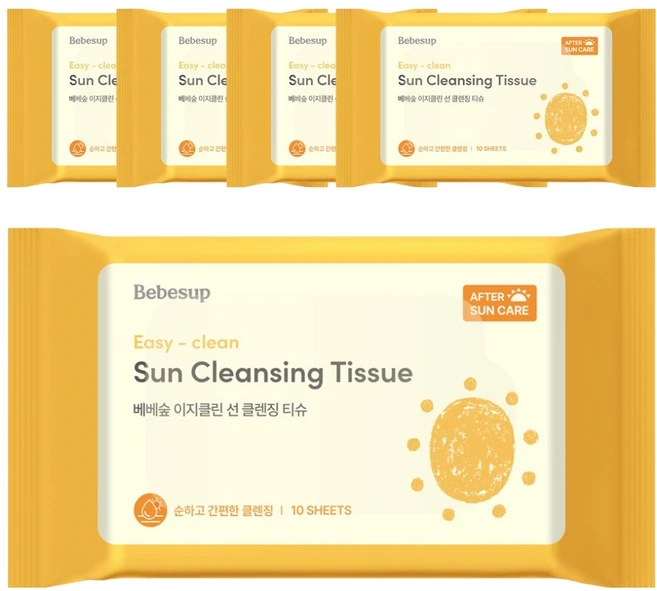 베베숲 이지클린 선 클렌징 티슈, 10매입, 5세트 - 쿠팡