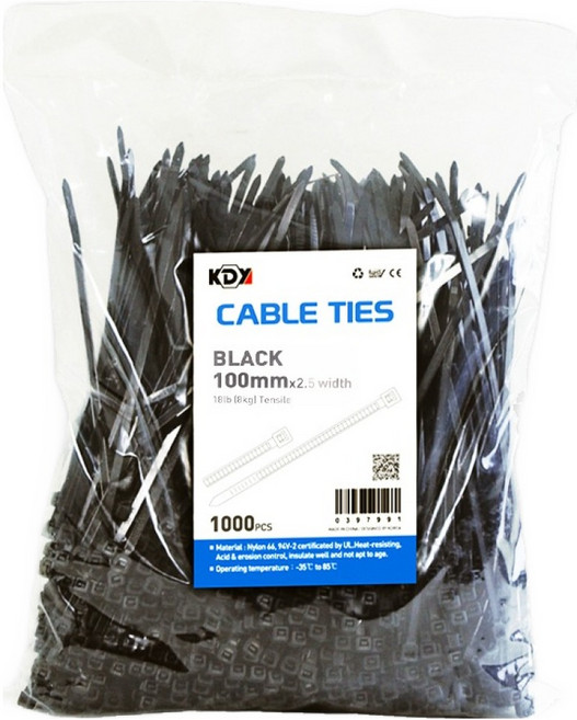 케이디와이 케이블타이, 흑색, 1000개