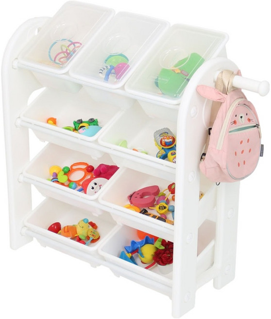 미루 퍼스트 4단 애니 장난감 정리함, 화이트, 1개