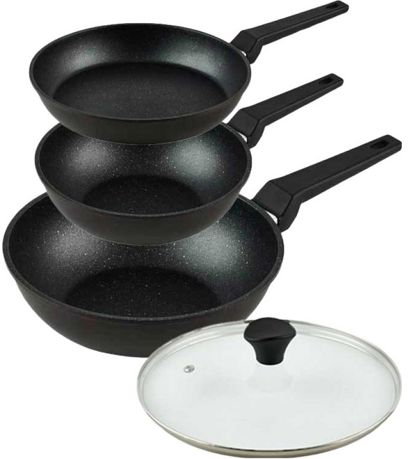 퀸센스 디너 후라이팬 + 유리뚜껑 세트 4개, 다크브라운, 24cm 후라이팬 + 24cm 궁중팬 + 28cm 궁중팬 + 28cm 유리뚜껑, 1세트