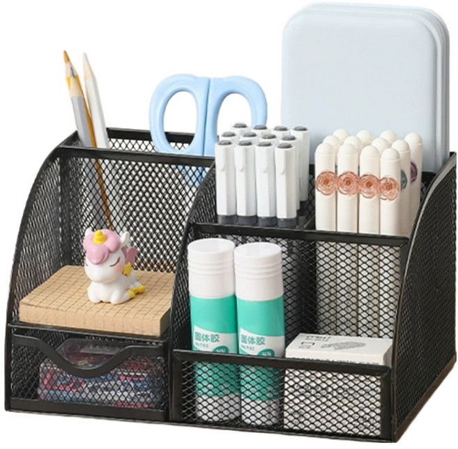 코코로이 7분할 철제 데스크 오거나이저, 블랙, 1개