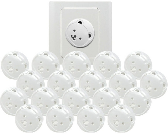 아이끌레 콘센트 감전방지 ABS 커버, 미니곰 화이트, 20개