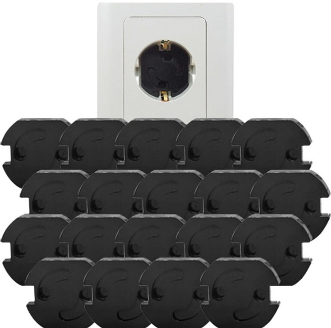 아이끌레 콘센트 감전방지 ABS 커버, 회전형 블랙, 20개