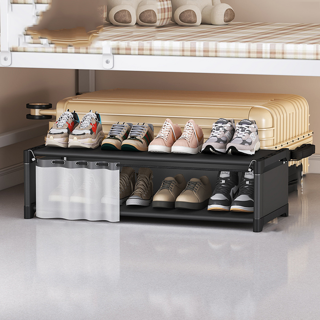 썸즈마인 틈새 신발장 + 커튼도어 세트, 블랙(신발장), 2단