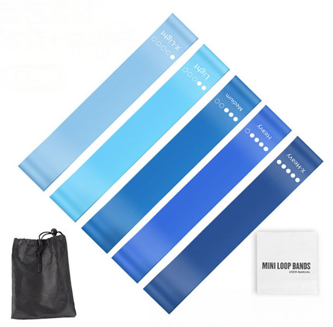 블루무역 라텍스 루프 탄성밴드 5종 + 파우치 세트, 블루, 1개