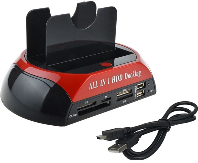 마하 하드도킹스테이션 하드 디스크 드라이브 인클로저 올인원 SATA IDE-USB HDD 875, 레드, 1개