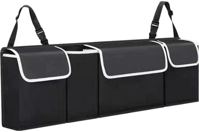 코히모 차량용 옥스퍼드 트렁크 걸이형 정리함 포켓 5W0108, 블랙