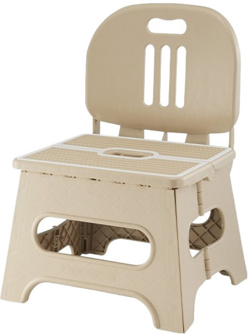 따봉오빠 캠핑 접이식 등받이 미니 의자 28.5 x 25 x 45.5 cm JNHA1809, 베이지, 1개