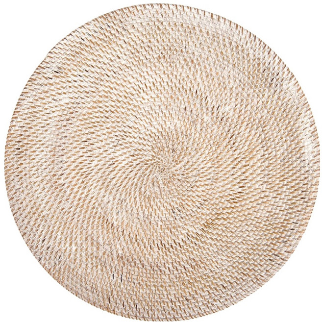 직작 라탄 원형 테이블매트, 화이트, 36 x 36 cm, 1개