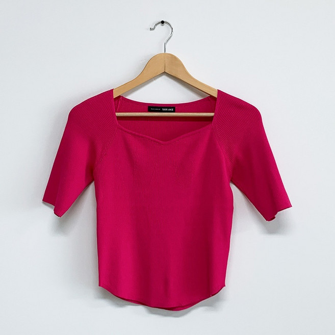 반에이크 여성용 하트넥 골지 니트