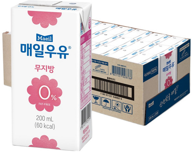 매일우유 무지방 0%, 200ml, 24개