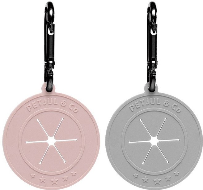 펫줄앤코 강아지 자동 리드줄 실리콘 풉백 홀더 2종 세트, 핑크 + 그레이, 1세트